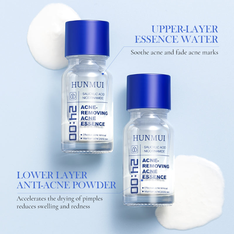 Serum anti-acné SY1WM0009-HUNMUI pour peau claire, flacon de 10 ml avec applicateur, visible sur l&