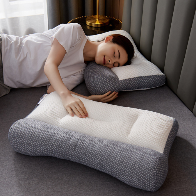 Oreiller en fibre de soja eprolo pour soutien cervical, offrant confort et traction pour un sommeil réparateur.