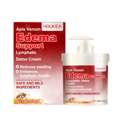 Crème détox lymphatique de marque inconnue, texture naturelle visible dans un pot blanc.