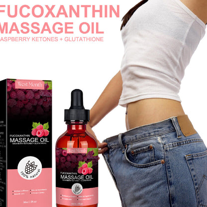 Huile de massage amincissante pour le ventre, huile tonifiante pour modeler le corps, texture fluide et parfumée.