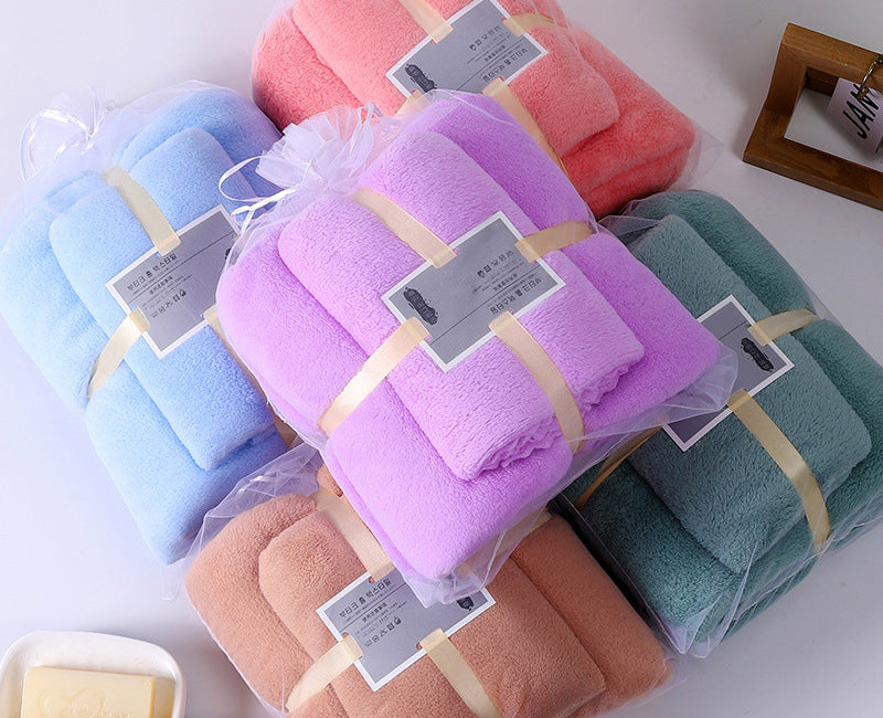 Set de serviettes de bain en velours corail eprolo, serviettes épaisses et absorbantes pour visage et corps, couleur unie.