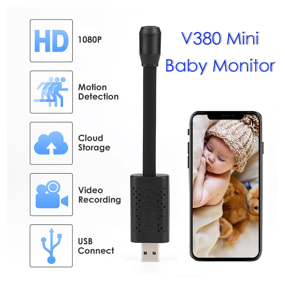 Smart Baby Monitor V380 1080P – Mini Caméra WiFi IP Sécurité Bébé