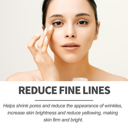 Crème anti-âge raffermissante pour le visage, soin anti-rides et réduction des rides, texture douce et hydratante.