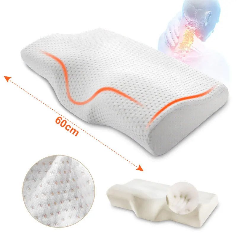 Oreiller cervical en mémoire de forme de la marque NeckRelief, orthopédique et ergonomique pour un soulagement immédiat.