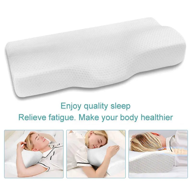 Oreiller cervical en mémoire de forme NEKRA™, orthopédique et ergonomique, conçu pour un soutien cervical optimal et soulagement.