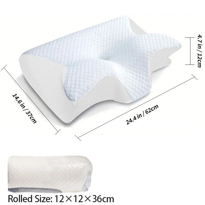 Oreiller cervical ergonomique NEKRA™ 2-en-1 en mémoire de forme, conçu pour soulager le mal de cou, visible en image.